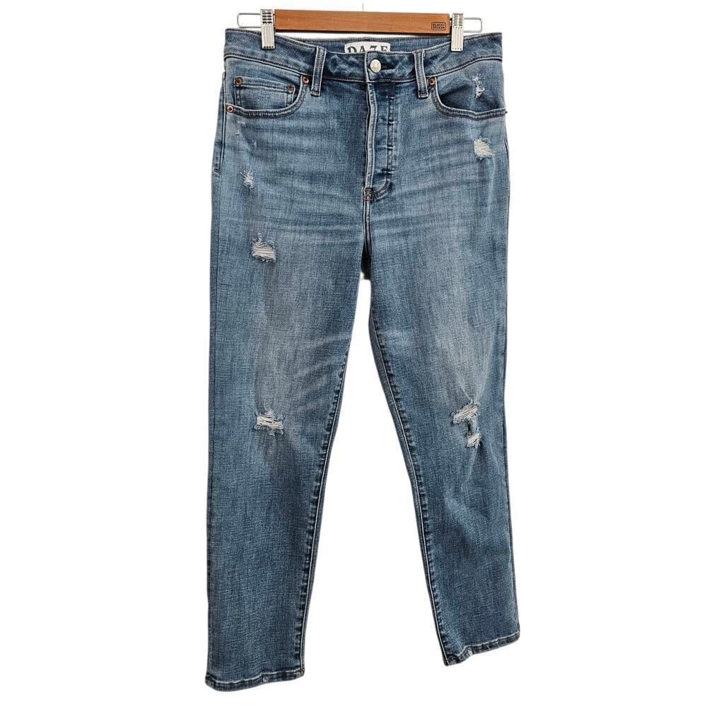 DAZE Light Wash High Rise Straight Leg Jean Size 12